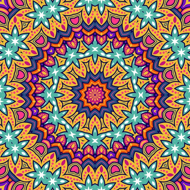 Fondo con un patrón de colores simétrico, patrón indio