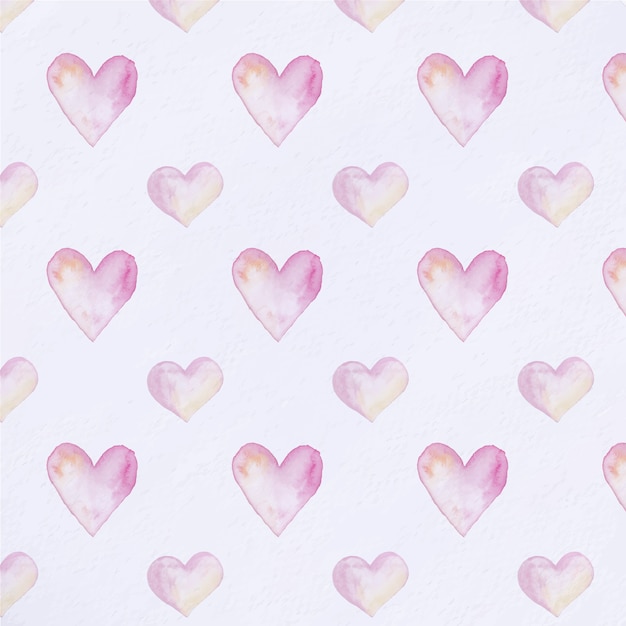 Fondo con patrón de corazones de acuarela