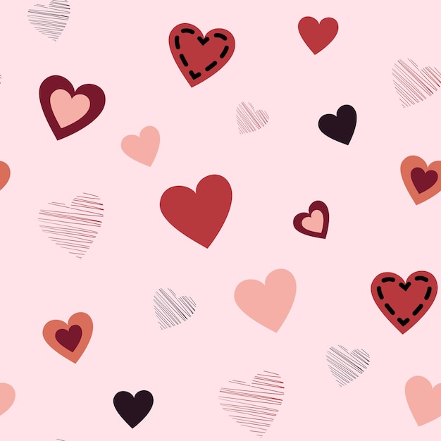 Fondo de patrón de corazones sin costuras Diseño de amor romántico Tarjetas de felicitación e invitaciones