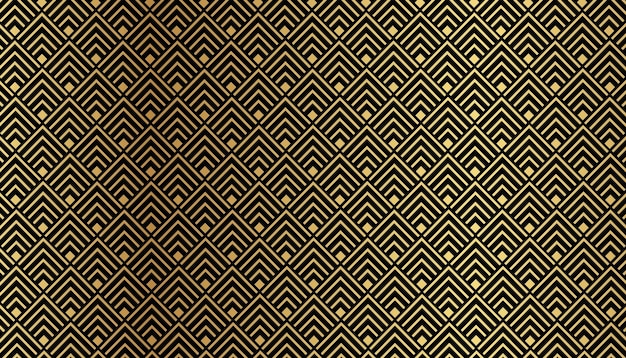 Fondo de patrón sin costura art deco con formas geométricas doradas y textura de brillo dorado