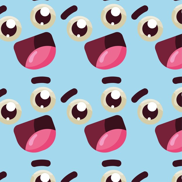 Fondo de patrón sin costura con expresión facial Ilustración vectorial