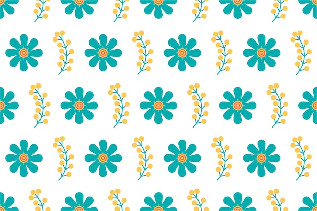 Fondo de patrón sin costuras botánico con hierbas y plantas flores y hojas