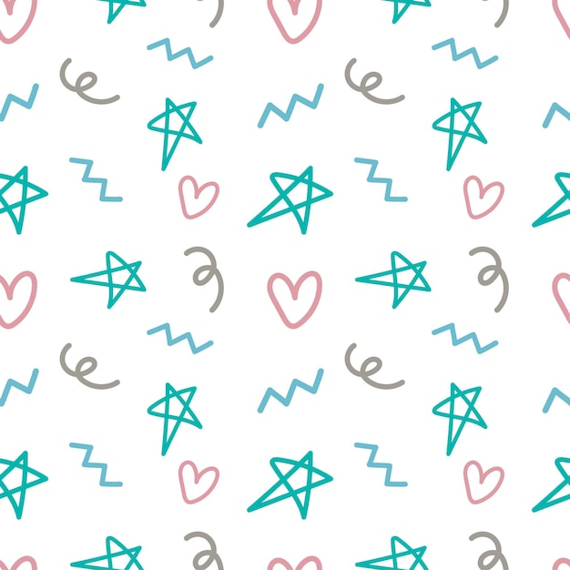 Fondo de patrón sin costuras de garabato de estrella abstracta para plantilla de envoltura de diseño y publicación