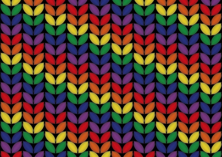 Vector fondo de patrón sin costuras de hojas de arco iris coloridas
