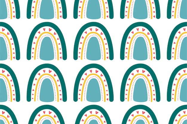Fondo con patrón sin costuras de papel de envoltura escandinavo de arco iris