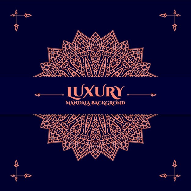Fondo de patrón decorativo mandala dorado de lujo Vector Premium