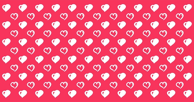 Fondo de patrón decorativo rojo festivo con corazones blancos para la fiesta del Día de San Valentín