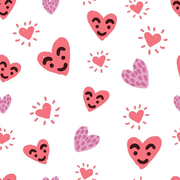 Fondo de patrón de día de san valentín sin costuras con carácter de corazón lindo rosa, tarjeta de san valentín