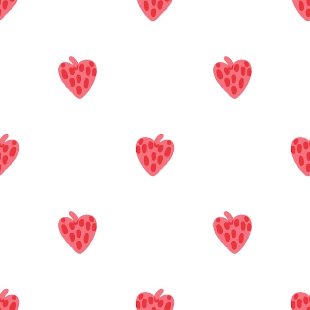 Fondo de patrón de día de san valentín sin costuras con corazón como una fresa, tarjeta de san valentín