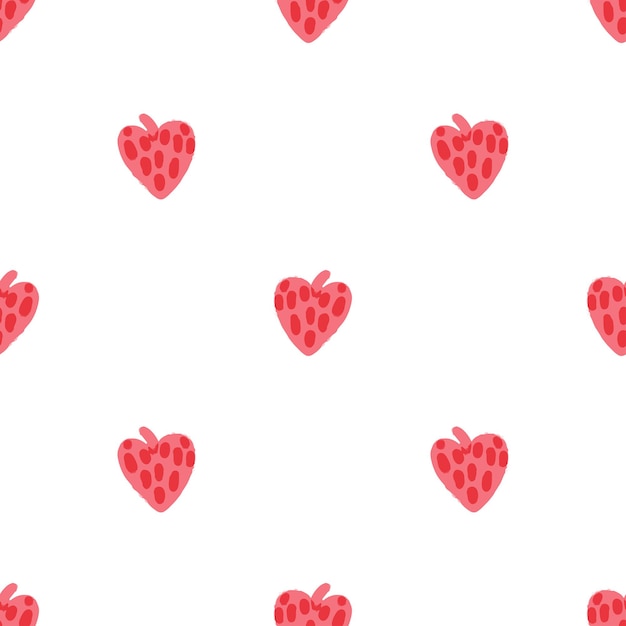 Fondo de patrón de día de san valentín sin costuras con corazón como una fresa, tarjeta de san valentín