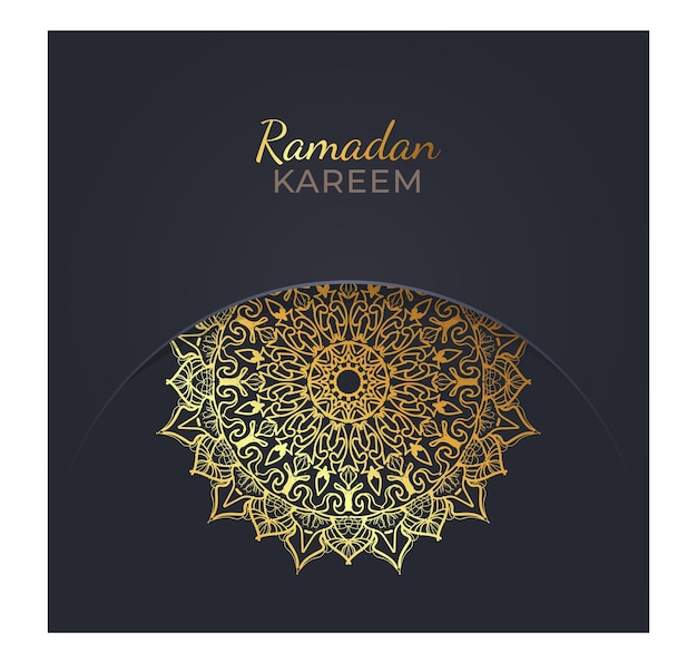 Fondo de patrón dorado de estilo mandala de ramadán kareem