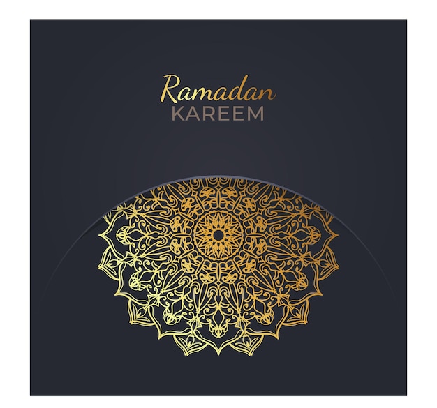 Fondo de patrón dorado de estilo mandala de ramadán kareem