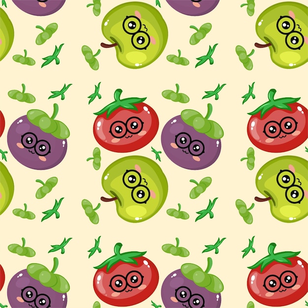 Fondo de patrón de emoticon de frutas creativas