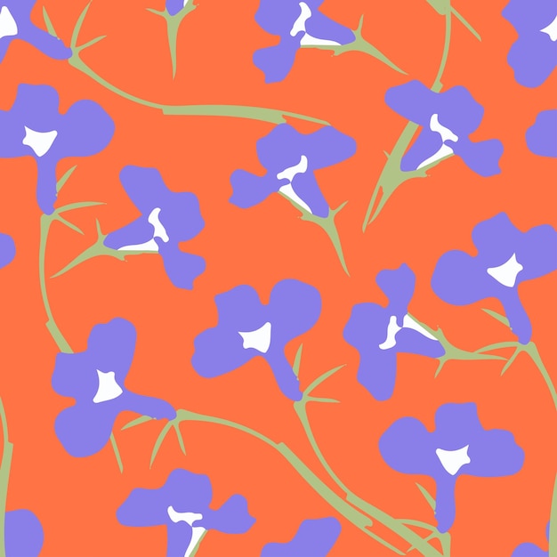 Vector fondo de patrón de flor de lobelia dibujado a mano sin costuras para tela de moda