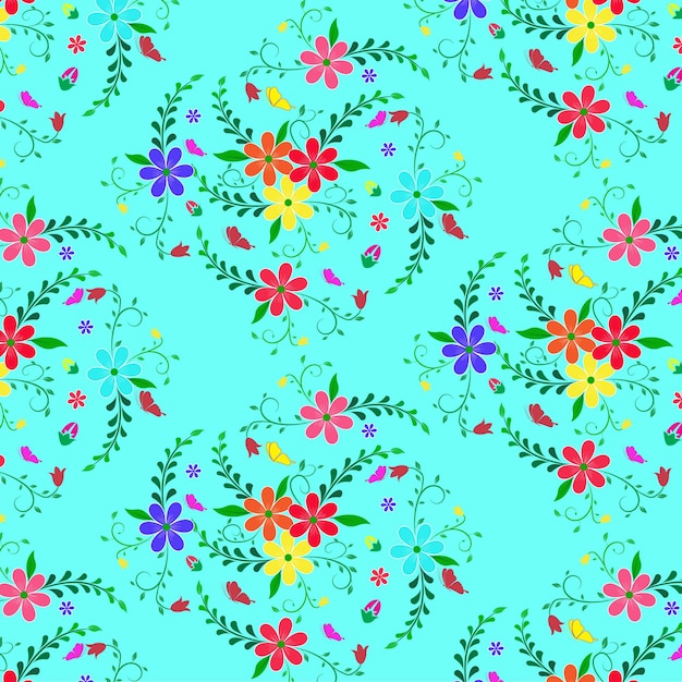 Fondo de patrón floral colorido de moda