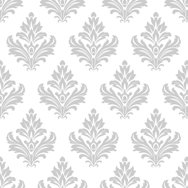 Fondo con patrón floral sin costuras Ornamento floral blanco y gris
