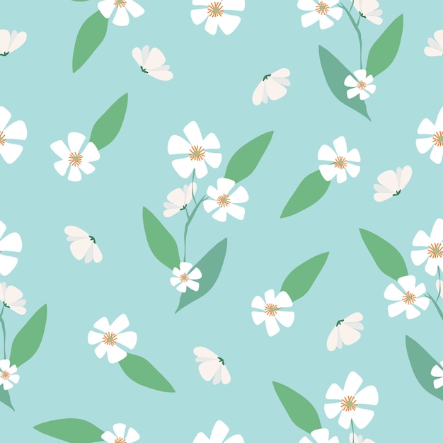 Fondo de patrón floral dibujado a mano sin costuras