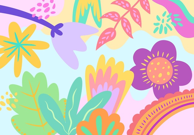 Vector fondo con patrón floral dibujado a mano