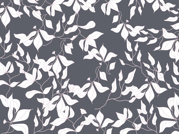 Fondo de patrón floral transparente en color blanco y gris.