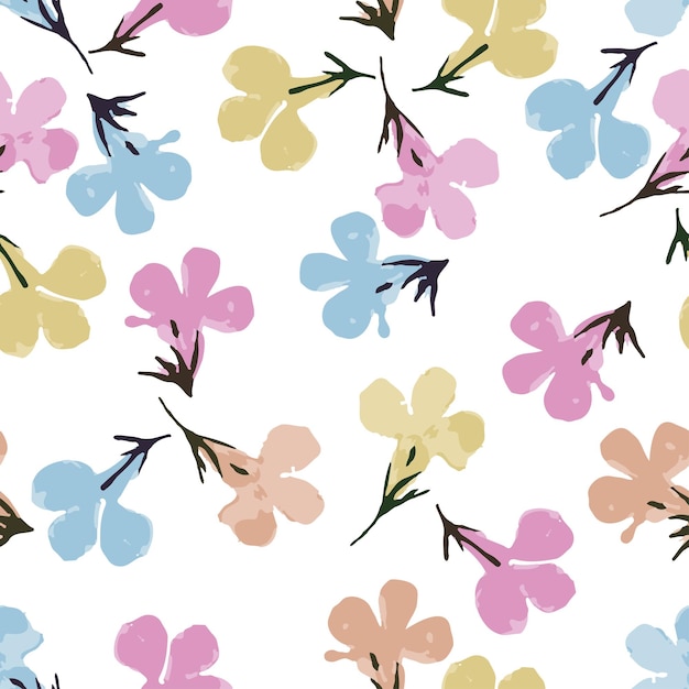 Vector fondo de patrón de flores diminutas dibujadas a mano mezclada sin costuras para tela de moda