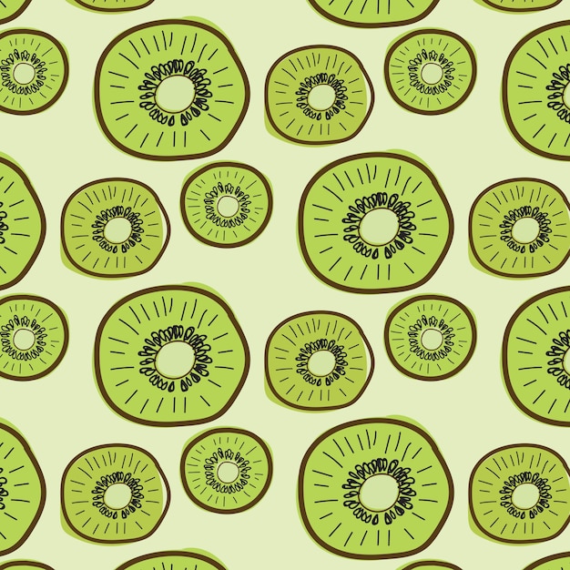 Vector fondo del patrón de la fruta de kiwi.