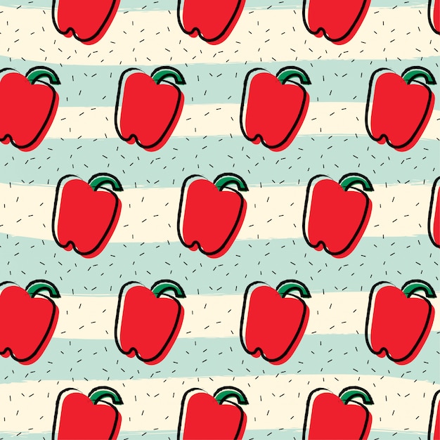 Vector fondo de patrón de fruta de pimentón pimiento rojo