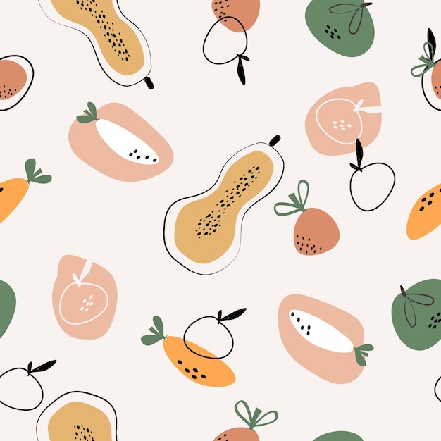 Vector fondo de patrón de frutas abstractas sin fisuras