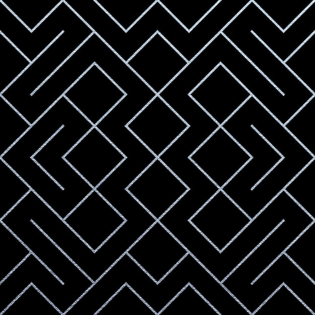 Fondo de patrón geométrico abstracto plateado con textura de brillo Patrón sin costura vectorial o malla de nodos de línea de metal y rombos para plantilla de diseño negro de fondo adornado de plata de lujo