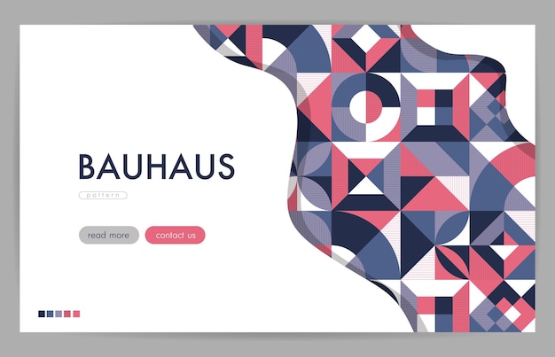 Fondo de patrón geométrico Bauhaus. Sitio web de portada vectorial. Fondo de patrón Bauhaus de color