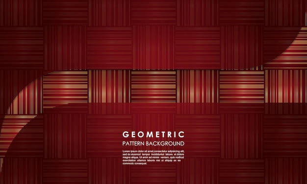 Fondo de patrón geométrico con lujo rojo y dorado.