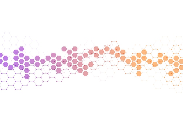 Fondo de patrón de hexágonos. Estructura molecular de la investigación genética. Ingeniería Química