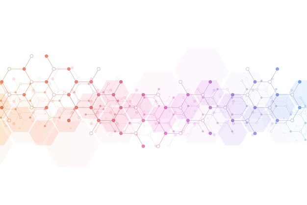 Fondo de patrón de hexágonos Estructura molecular de investigación genética