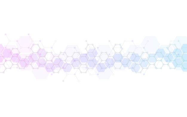 Fondo de patrón de hexágonos Estructura molecular de investigación genética