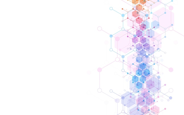 Fondo de patrón de hexágonos Estructura molecular de investigación genética
