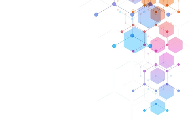 Fondo de patrón de hexágonos. Estructura molecular de la investigación genética.