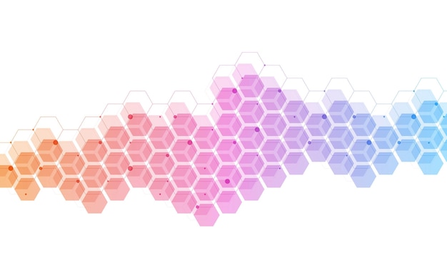 Fondo de patrón de hexágonos. Investigación genética estructura molecular=