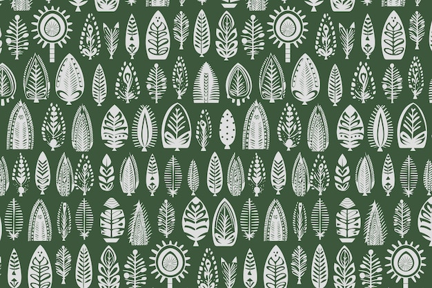 Fondo con patrón de hojas verdes y blancas