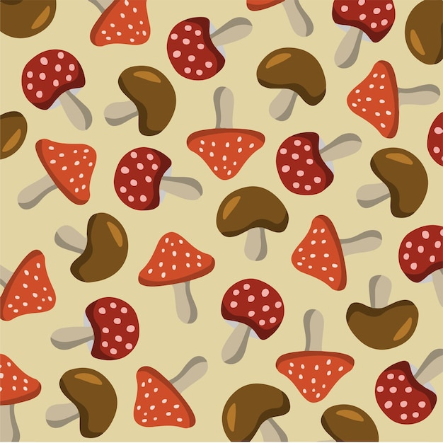 Fondo de patrón de hongos para redes sociales, ilustración de vector de vegetales