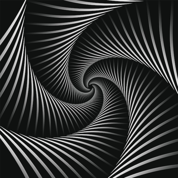 Fondo de patrón de ilusión abstracta de efecto 3D en color blanco y negro.