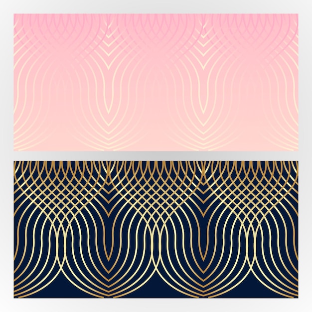 Fondo de patrón de líneas doradas. Artes de línea de oro de lujo.