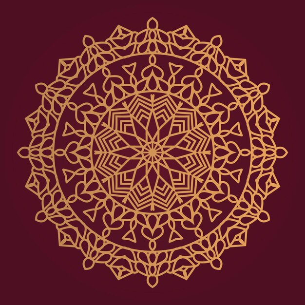 Fondo de patrón de mandala dorado de lujo Vector Premium
