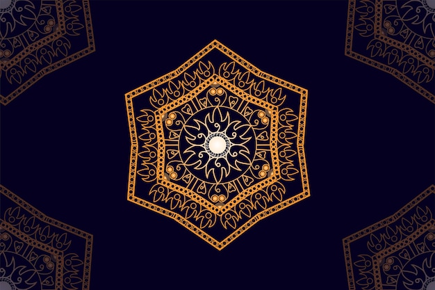 Fondo de patrón de mandala de estilo arabesco dorado de lujo Plantilla de mandala para tarjetas de decoración de página