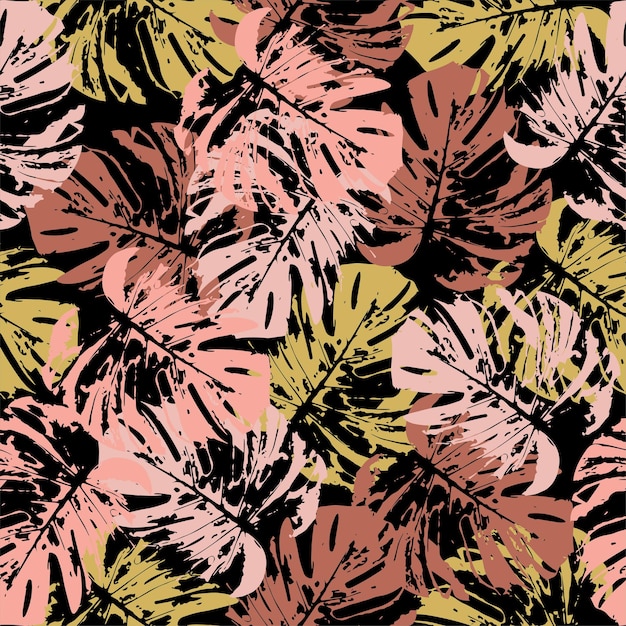 Fondo de patrón de monstera de colores psicodélicos para el verano