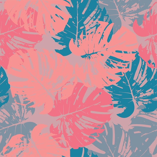 Fondo de patrón de monstera de colores psicodélicos para el verano