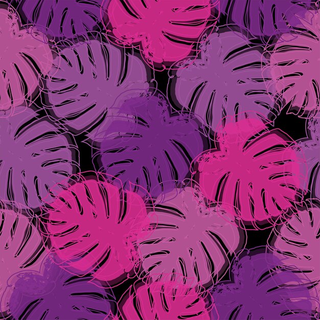 Fondo de patrón de monstera de colores psicodélicos para el verano