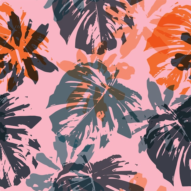 Fondo de patrón de monstera de colores psicodélicos para el verano