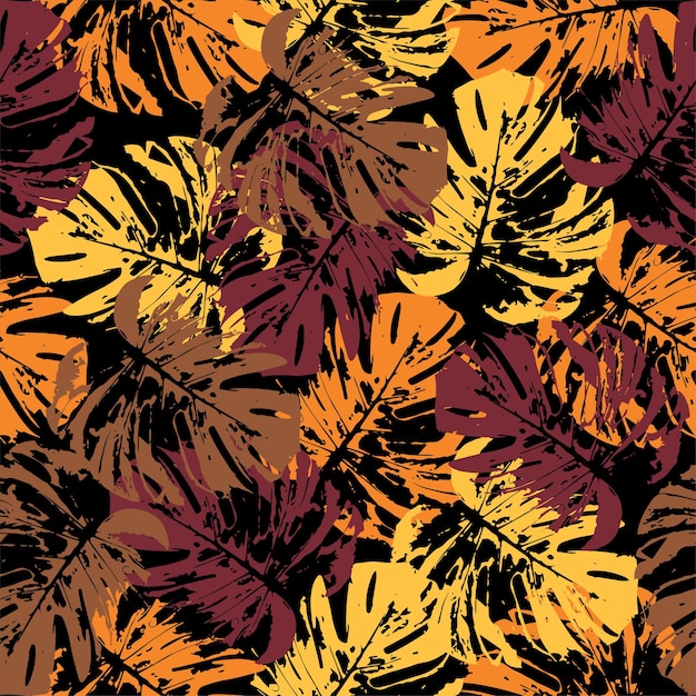 Fondo de patrón de monstera de colores psicodélicos para el verano