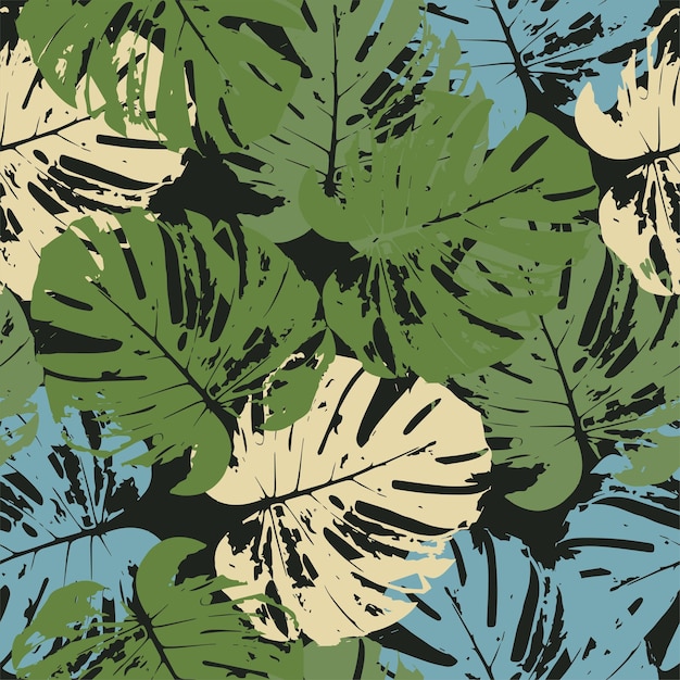 Fondo de patrón de monstera de colores psicodélicos para el verano