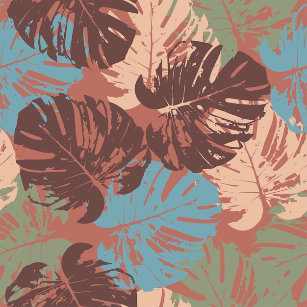 Fondo de patrón de monstera de colores psicodélicos para el verano