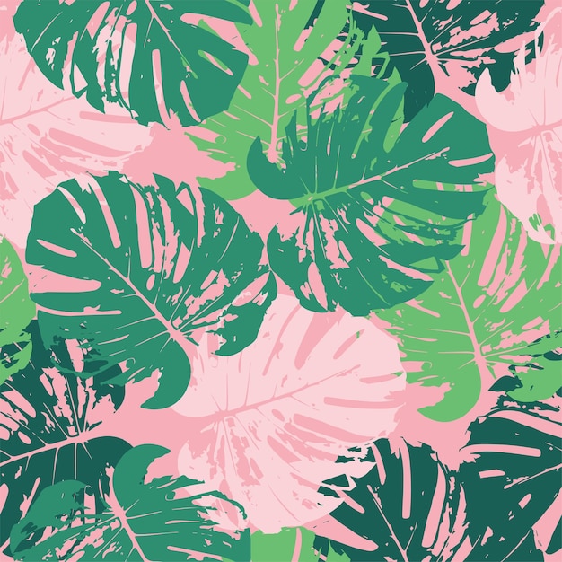 Fondo de patrón de monstera de colores psicodélicos para el verano